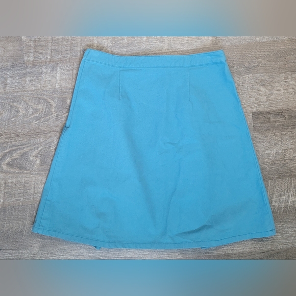 ModCloth A Line Pannel Pleated Skirt Women's M Robin's Egg Blue Hidden Pockets - Picture 2 of 9